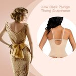 Slimers Thong Shapewear for Women Tummy Control Low Back Invishaper Plunge Backless Body Shaper Bra Open Crotch Bodysuit