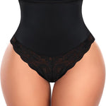 Werena Thong Shapewear Tummy Control for Women Mid Waist Body Shaper Underwear Lace Shaping Thongs Slimming Girdle Panties