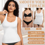 ONEW Shapewear Camisoles Seamless Tummy Control Compression Tank Tops Waist Trainer Body Shaper for Women,White,XX-Large
