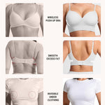 FeelinGirl Wireless Bra for Women with Supportive | Fixed Padded, No Wire, Comfortable Bralettes, Wide Band, Racerback with Lift, Soft Ribbed Texture, Older Women/Home/Out