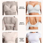 FeelinGirl Wireless White Bras for Women No Underwire Seamless Push Up Bra Supportive Breathable T Shirt Bra with Padding Low Back Bra for Dress S