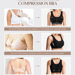 BRABIC Front Closure Post Surgery Compression Bras for Women Mastectomy Full Coverage Wireless Bra with Back Smoothing Comfort Black, Medium