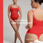 Lover-Beauty Lace Shapewear Bodysuits for Women Tummy Control Breathable Thong Seamless with Removable Cups Red X-Large-XX-Large