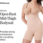SPANX SPANXsculpt OnCore Open-Bust Mid-Thigh Bodysuit - Powerful Compression Body Shaper - Comfy Shapewear
