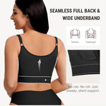 FeelinGirl Post Surgery Bra Front Closure Compression Bra Wirefree Mastectomy Bra with Adjustable Straps A-Black