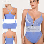 Popilush Shapewear for Women Tummy Control Lace Bodysuit V Neck Sleeveless Corset Tops Thong Bodysuits