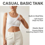 HJYUZP Tank Tops with Built In Bras - Women Padded Sports Cami Shirts Workout Yoga Camisole Tops Casual Comfy Undershirt Plus Size Ladies Soft Slim Fit Athletic Outfits White L