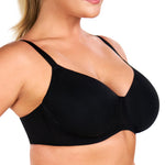 HSIA Minimizer Bra for Women - Air Mesh T-Shirt Full Coverage Seamless Bra Plus Size Underwire Padded Bra for Large Bust Black