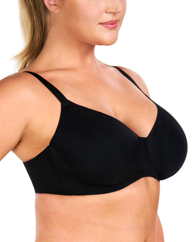 HSIA Minimizer Bra for Women - Air Mesh T-Shirt Full Coverage Seamless Bra Plus Size Underwire Padded Bra for Large Bust Black