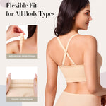 Finduself Strapless Bras for Women Non-Slip Wireless Bandeau Bra Seamless Padded Tube Top Bra Including Fabric & Clear Straps