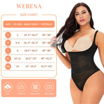 Werena Thong Shapewear Bodysuit for Women Tummy Control Open Bust Body Shaper Slimmer Shaping Thong(#2 Smoothing Black,XX-Large)