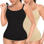 Shapewear Tank Tops for Women Tummy Control Cami Shaper Compression Shaping Undershirt Tops(2#Black+Beige Set-no pads,3X-Large)