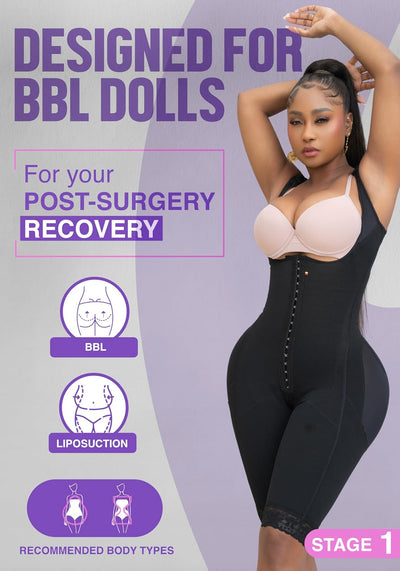 Snatched Body Fajas Colombianas Moldeadoras | Stage 1 Faja Post Surgery BBL Lipo 360 | Full Body Faja for Women