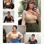 FeelinGirl 3/4 Sleeve Arm Shaper Tops Arm Garments after Lipo Breast Lifter Post Surgical Compression Bra Purple S
