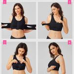BRABIC Front Closure Post Surgical Compression Everyday Bra for Women Mastectomy with Removable Breast Support Band Black