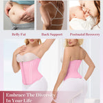 SHAPSHE Waist Trainer for Women Workout Corset Cincher Shapewear Zipper Underbust Faja Body Shaper Pink XXL