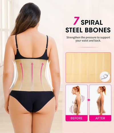 Nebility Waist Trainer for Women Tummy Control Shapewear Segmented Body Shaper Workout Girdle Cincher Postpartum Recovery Belt (XXX-Large, Beige)