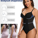 SHAPERIN Shapewear Bodysuit for Women Built in Bra Tummy Control Body Suit Backless Thong Low Back Body Shaper