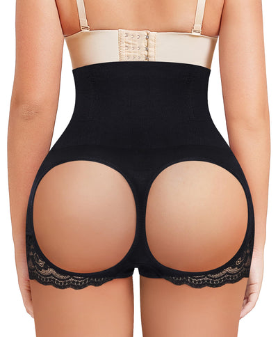 Gotoly Hourglass Figure Butt Lifter Shaper Panties Tummy Control High Waisted BoyShort (Black, M/L)