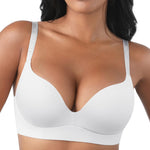 FeelinGirl Wireless Bras for Women No Underwire Seamless Full Coverage Comfortable Everyday Bra Medium Support White 36D