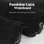 MANCYFIT Half Slips for Women Under Dresses Lace Waistband Long Under Skirt with Slit Black Large