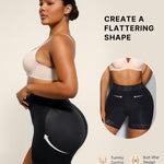 SHAPELLX Butt Lifting Shapewear For Women Tummy Control Faja Shaping Shorts Thigh Slimming Panties Mid Waisted Shaper (Black,Medium)