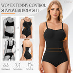 ONEW Strapless Shapewear Bodysuit for Women Seamless Tummy Control Tube Top Body Shaper With Removable Straps,Black,X-Large