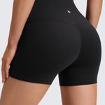CRZ YOGA Butterluxe No Front Seam Biker Shorts 4" - High Waisted Lounge Pilates Workout Athletic Womens Buttery Soft Black Small