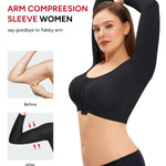 Nebility Arm Compression Sleeve Women Arm Shaper Post Surgery Post Surgery Front Closure Bra(Black,Small)