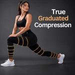 CompressionZ Women's Compression Leggings High Waisted Performance Shaping Gym, Pilates, Travel, Yoga, Workout Pants Black Small