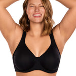 HSIA Bras for Women Minimizer Full Coverage, Plus Size T Shirt Unlined Underwire Smooth Bra, Seamless Cups Joan Ultimate Soft Black