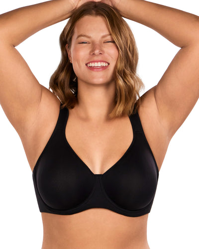 HSIA Bras for Women Minimizer Full Coverage, Plus Size T Shirt Unlined Underwire Smooth Bra, Seamless Cups Joan Ultimate Soft Black