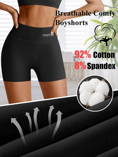 MIOTAN Women's Boy Shorts Underwear Cotton Boyshort Pack Boxer Briefs Tummy Control High Waisted Panties, Multicolor-C, M