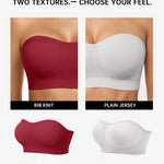 Vertvie Strapless Bra Wireless Non-Slip Push Up Bandeau Bras for Women Full Support Tube Tops Padded Bralette S-Large Breasts(Red,Medium)