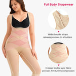 Nebility Shapewear Bodysuit for Women Tummy Control Full Body Shaper Waist Trainer Open Bust Mid-Thigh Bodysuit