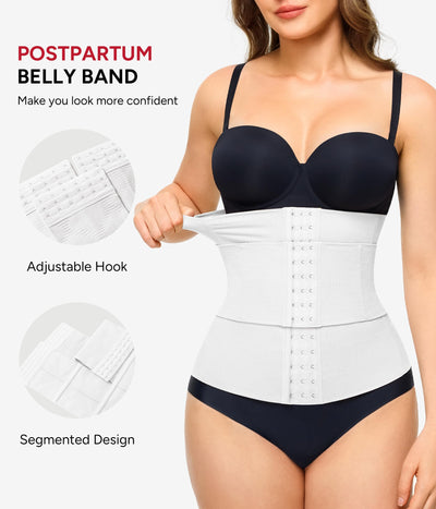 Nebility Waist Trainer for Women Corset Shapewear Tummy Control Segmented Waist Cincher Postpartum Faja Body Shaper with Adjustable Strap(White,X-Large)