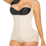 YIANNA Fajas Colombianas Shapewear for Women Tummy Control Postpartum Body Shaper Post Surgery Compression Garment Bodysuit,YA7200-Beige-L