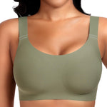 Wireless Jelly Seamless Bras for Women No Underwire Tshirt Full Coverage Padded Bra Comfortable Supportive Everyday Bralettes(01#Green(Full Coverage),M)