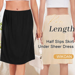 Wikoan 2 Pcs Women's Half Slips for Under Dresses Soft Modal Underskirt Short Slip Skirt Anti-Static Petticoat,Black & Nude,M