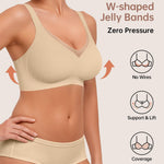 Vertvie Wireless Bras Women Seamless Jelly Supportive Mesh Crossover Bra No Underwire Push Up Full Coverage T-Shirt Bralette(Semolina,Large)