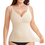 LODAY Compression Tank Tops for Women Tummy Control Shapewear Seamless Body Shaper Workout V-Neck Camisole Cami Tops(Beige, Medium)