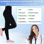 Medical Compression Pantyhose for Women & Men, 20-30mmHg Graduated Support Compression Tights Footless Medical Compression Stockings & Leggings for Edema, Varicose Veins, Swelling(Black,L)