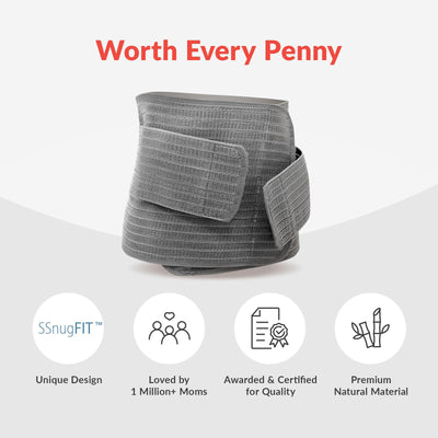 Mamaway SSnugFit Postpartum Belly Band – Ultra-Breathable, Contoured C-section Belly Binder, Postnatal Girdle for Abdominal Support & Back Pain Relief, Made with Soft, Skin-Friendly Fabric