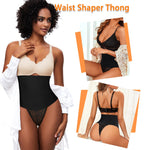 Werena Tummy Control Thong Shapewear for Women Mid High Waisted Body Shaper Underwear Lace Shaping Thong Girdle Panties(#A2 High Rise Black,Small)