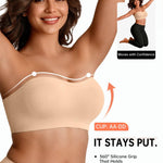 Vertvie Strapless Bra Wireless Non-Slip Push Up Bandeau Bras for Women Full Support Tube Tops Padded Bralette S-Large Breasts(Nude,Large)