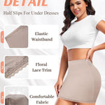 DERCA Half Slips for Women Under Dress Non Cling Lace Trim Slip Skirt Above Knee Underskirt for Dresses (Beige,Small)
