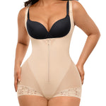 SHAPELLX Fajas Colombianas Open Bust Shapewear for Women Tummy Control Waist Trainer Postpartum Plus Size Body Shaper Butt Lifter Bodysuit (Beige 3X-Large)