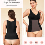 LODAY Compression Tanks for Women Shapewear Tank Top Tummy Control V Neck Camisole Cami Tops(Black, Large)