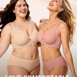 LetsJoli Minimizer Bras for Women Wireless Bra No Underwire Seamless Push Up Full Coverage Supportive Winter Outfits(Pink L)