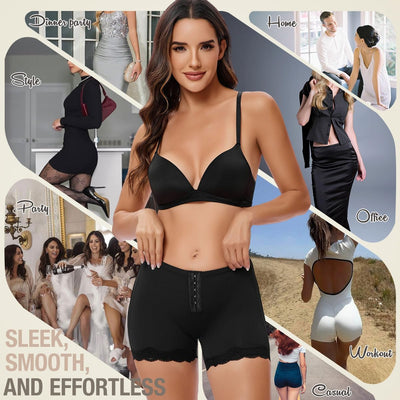 Jinnhelun Butt Lifter Shapewear Boy Shorts, Adjustable Hip Enhancer Body Shaper Control Panties for Women Black